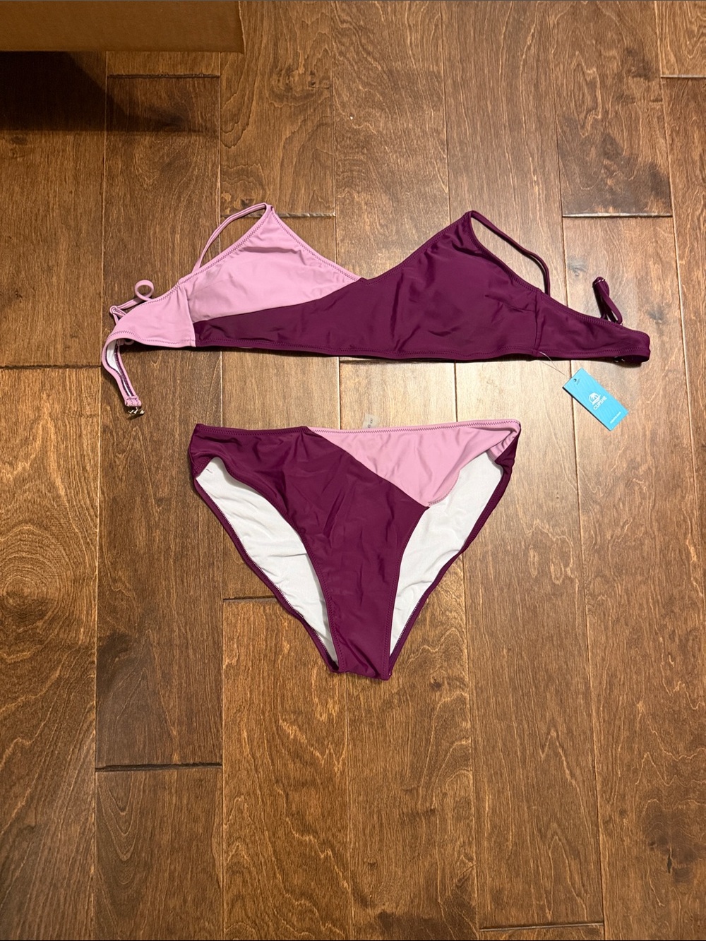Cupshe Pink & Plum Colorblock Triangle Bikini Set